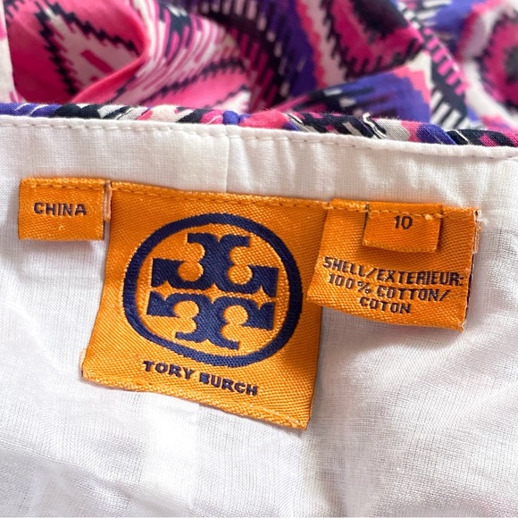 Tory Burch Malta pink purple white print sleeveless cotton midi dress - Picture 9 of 11